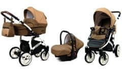 Babylux Optimal Chocolate | 3v1 Kombinirani Voziček kompleti | Otroški voziček + Carrycot + Avtosedežem