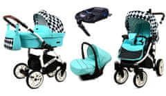 Babylux Optimal Mint Diamond | 4v1 Kombinirani Voziček kompleti | Otroški voziček + Carrycot + Avtosedežem + ISOFIX