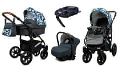 Babylux Optimal Grey Moro | 4v1 Kombinirani Voziček kompleti | Otroški voziček + Carrycot + Avtosedežem + ISOFIX