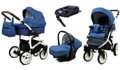 Babylux Optimal Blue Flex | 4v1 Kombinirani Voziček kompleti | Otroški voziček + Carrycot + Avtosedežem + ISOFIX