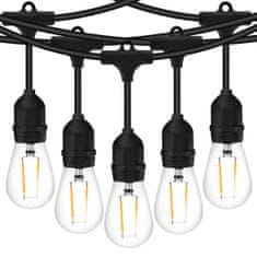 LUMILED Vrtna svetilka LED svetlobna veriga 15m GIRLANDA MALUS 15x E27 + 15x LED žarnica 2W 3000K Toplo bela