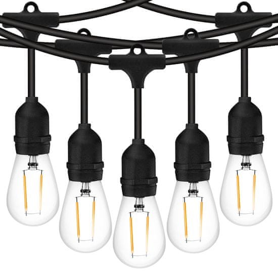 LUMILED Vrtna svetilka LED svetlobna veriga 15m GIRLANDA MALUS 15x E27 + 15x LED žarnica 2W 3000K Toplo bela