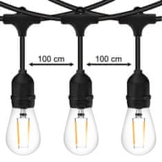 LUMILED Vrtna svetilka LED svetlobna veriga 15m GIRLANDA MALUS 15x E27 + 15x LED žarnica 2W 3000K Toplo bela