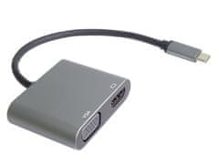PremiumCord MST Adapter USB-C na HDMI + VGA, ločljivost 4K in FULL HD 1080p