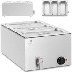 Royal Catering Bemar električni grelnik s pipo 3 x GN 1/3 600 W