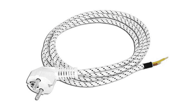 Cabletech Priključna vrvica napajalna tekstilna za likalnik, 2x1mm2, 2m, bela