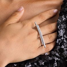 Rosato Moderen dvojni srebrn prstan s cirkoni Bianca RZBI35
