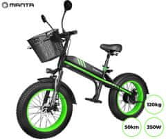 Manta MES2002N Flinstone FAT električno kolo/skiro, 350W, do 20km/h, črno-zelen