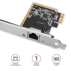 AXAGON PCEE-GRF, omrežna kartica PCIe - 1x Gigabit Ethernet vrata (RJ-45), Realtek 8111F, vključno z LP