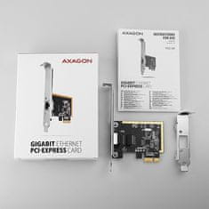 AXAGON PCEE-GRF, omrežna kartica PCIe - 1x Gigabit Ethernet vrata (RJ-45), Realtek 8111F, vključno z LP