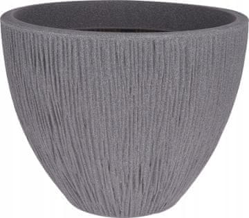 shumee Okrogel siv plastični cvetlični lonček Lava 40 x 31 cm