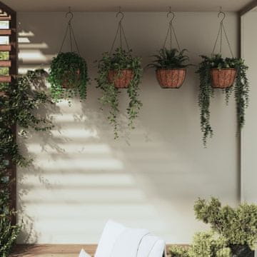 Vidaxl vidaXL Viseči lonci za rože, 4 kosi, s kokosovo podlogo, črni, Ø 40x63 cm