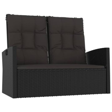 Vidaxl Nagibna vrtna klop z blazinami črna 118 cm poli ratan