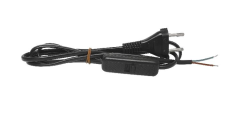 Cabletech Priključna vrvica 220V 2P s stikalom, črne barve, 1,5m, H03VVH2-2x0,5mm2