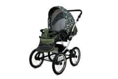 Babylux Classic Exclusive Olive Star | 4v1 Kombinirani Voziček kompleti | Otroški voziček + Carrycot + Avtosedežem + ISOFIX