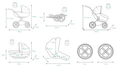 Babylux Classic Exclusive Green Daisy | 4v1 Kombinirani Voziček kompleti | Otroški voziček + Carrycot + Avtosedežem + ISOFIX
