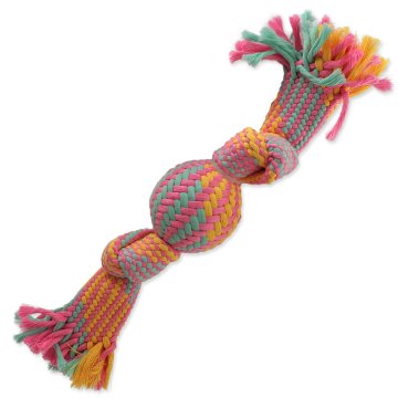 Dog Fantasy Přetahovadlo DOG FANTASY míč barevné vzor č.1 - 2 knoty 40 cm