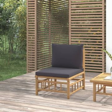 Vidaxl vidaXL Bambusov vrtni kavč s temno sivimi blazinami