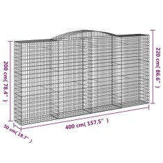 Vidaxl Obokane gabion košare 20kosov 400x50x200/220cm pocinkano železo