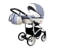 Babylux White Lux Sailor Blue | 3v1 Kombinirani Voziček kompleti | Otroški voziček + Carrycot + Avtosedežem