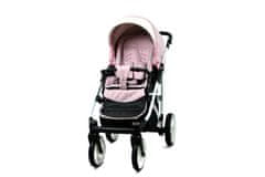 Babylux White Lux Sweet Pink | 3v1 Kombinirani Voziček kompleti | Otroški voziček + Carrycot + Avtosedežem