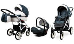 Babylux White Lux Dark Grey | 3v1 Kombinirani Voziček kompleti | Otroški voziček + Carrycot + Avtosedežem
