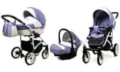 Babylux White Lux Lavender | 3v1 Kombinirani Voziček kompleti | Otroški voziček + Carrycot + Avtosedežem