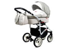 Babylux White Lux Latte | 3v1 Kombinirani Voziček kompleti | Otroški voziček + Carrycot + Avtosedežem
