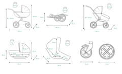 Babylux Sky Lark Grey Flex | 3v1 Kombinirani Voziček kompleti | Otroški voziček + Carrycot + Avtosedežem