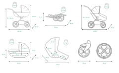 Babylux Axel Carbon | 3v1 Kombinirani Voziček kompleti | Otroški voziček + Carrycot + Avtosedežem