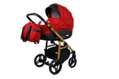 Babylux Axel Red | 4v1 Kombinirani Voziček kompleti | Otroški voziček + Carrycot + Avtosedežem + ISOFIX