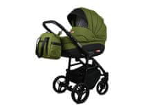 Babylux Axel Olive | 4v1 Kombinirani Voziček kompleti | Otroški voziček + Carrycot + Avtosedežem + ISOFIX