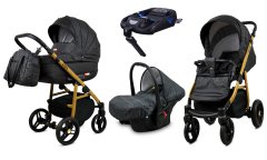 Babylux Axel Carbon | 4v1 Kombinirani Voziček kompleti | Otroški voziček + Carrycot + Avtosedežem + ISOFIX