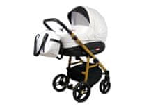 Babylux Axel White | 3v1 Kombinirani Voziček kompleti | Otroški voziček + Carrycot + Avtosedežem