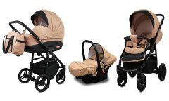 Babylux Axel Beige | 3v1 Kombinirani Voziček kompleti | Otroški voziček + Carrycot + Avtosedežem