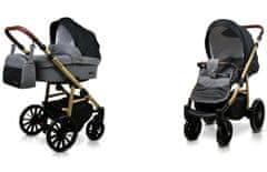 Babylux Aspero Grey Flex Black | 2v1 Kombinirani Voziček kompleti | Otroški voziček + Carrycot