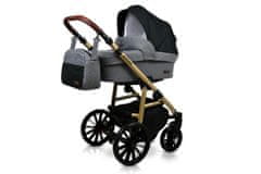 Babylux Aspero Grey Flex Black | 2v1 Kombinirani Voziček kompleti | Otroški voziček + Carrycot
