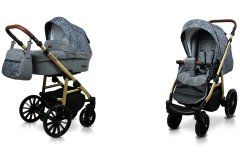 Babylux Aspero Silver Stone | 2v1 Kombinirani Voziček kompleti | Otroški voziček + Carrycot