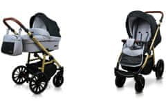 Babylux Aspero Silver Black | 2v1 Kombinirani Voziček kompleti | Otroški voziček + Carrycot