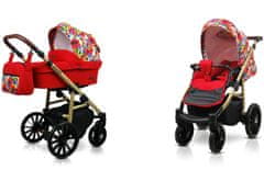 Babylux Aspero Red Tulips | 2v1 Kombinirani Voziček kompleti | Otroški voziček + Carrycot