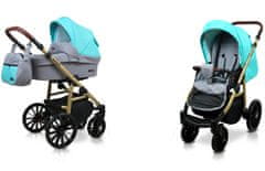 Babylux Aspero Silver Mint | 2v1 Kombinirani Voziček kompleti | Otroški voziček + Carrycot