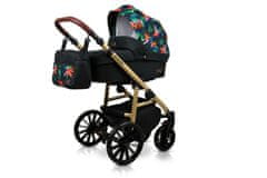 Babylux Aspero Tropical Flowers | 2v1 Kombinirani Voziček kompleti | Otroški voziček + Carrycot