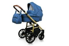 Babylux Aspero Blue Flex | 4v1 Kombinirani Voziček kompleti | Otroški voziček + Carrycot + Avtosedežem + ISOFIX