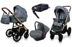 Babylux Aspero Silver Stone | 4v1 Kombinirani Voziček kompleti | Otroški voziček + Carrycot + Avtosedežem + ISOFIX