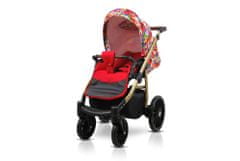 Babylux Aspero Red Tulips | 4v1 Kombinirani Voziček kompleti | Otroški voziček + Carrycot + Avtosedežem + ISOFIX
