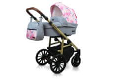 Babylux Aspero Peony And Rose | 4v1 Kombinirani Voziček kompleti | Otroški voziček + Carrycot + Avtosedežem + ISOFIX