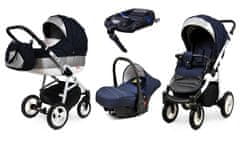 Babylux Alu Way Blue Shine | 4v1 Kombinirani Voziček kompleti | Otroški voziček + Carrycot + Avtosedežem + ISOFIX
