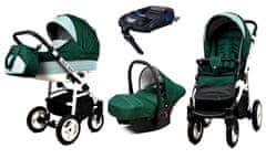 Babylux Alu Way Bottle Green | 4v1 Kombinirani Voziček kompleti | Otroški voziček + Carrycot + Avtosedežem + ISOFIX
