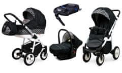 Babylux Alu Way Optical Black | 4v1 Kombinirani Voziček kompleti | Otroški voziček + Carrycot + Avtosedežem + ISOFIX