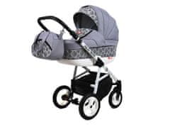 Babylux Alu Way Silver Leaf | 4v1 Kombinirani Voziček kompleti | Otroški voziček + Carrycot + Avtosedežem + ISOFIX